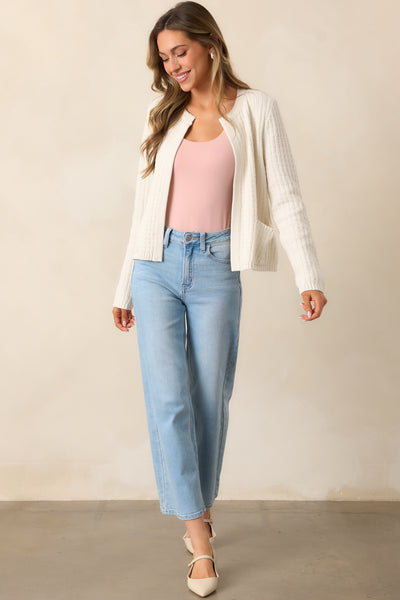 Ivory Knit Cardigan - All Tops | Red Dress Ivory Knit Cardigan - All Tops | Red Dress