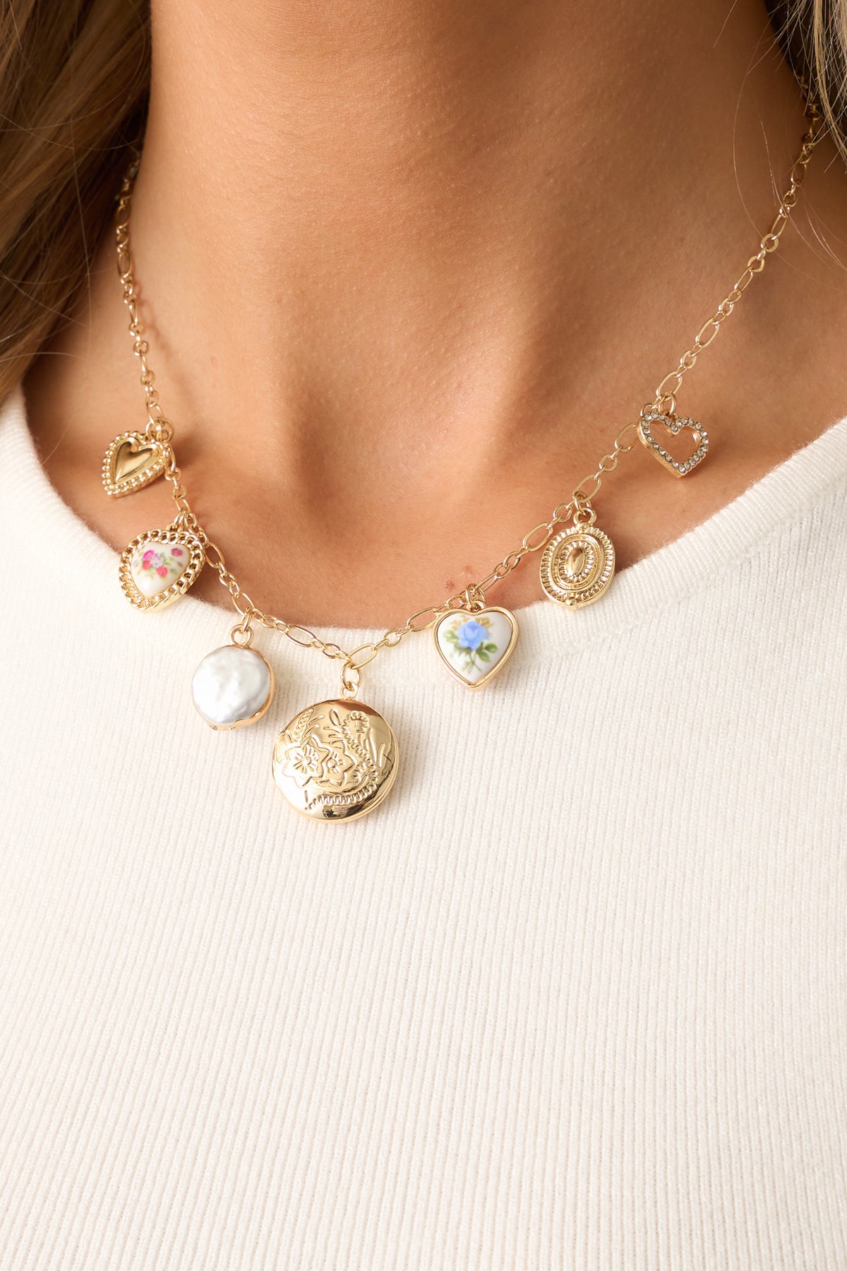 RILEY CHARM NECKLACE- GLD MULTI