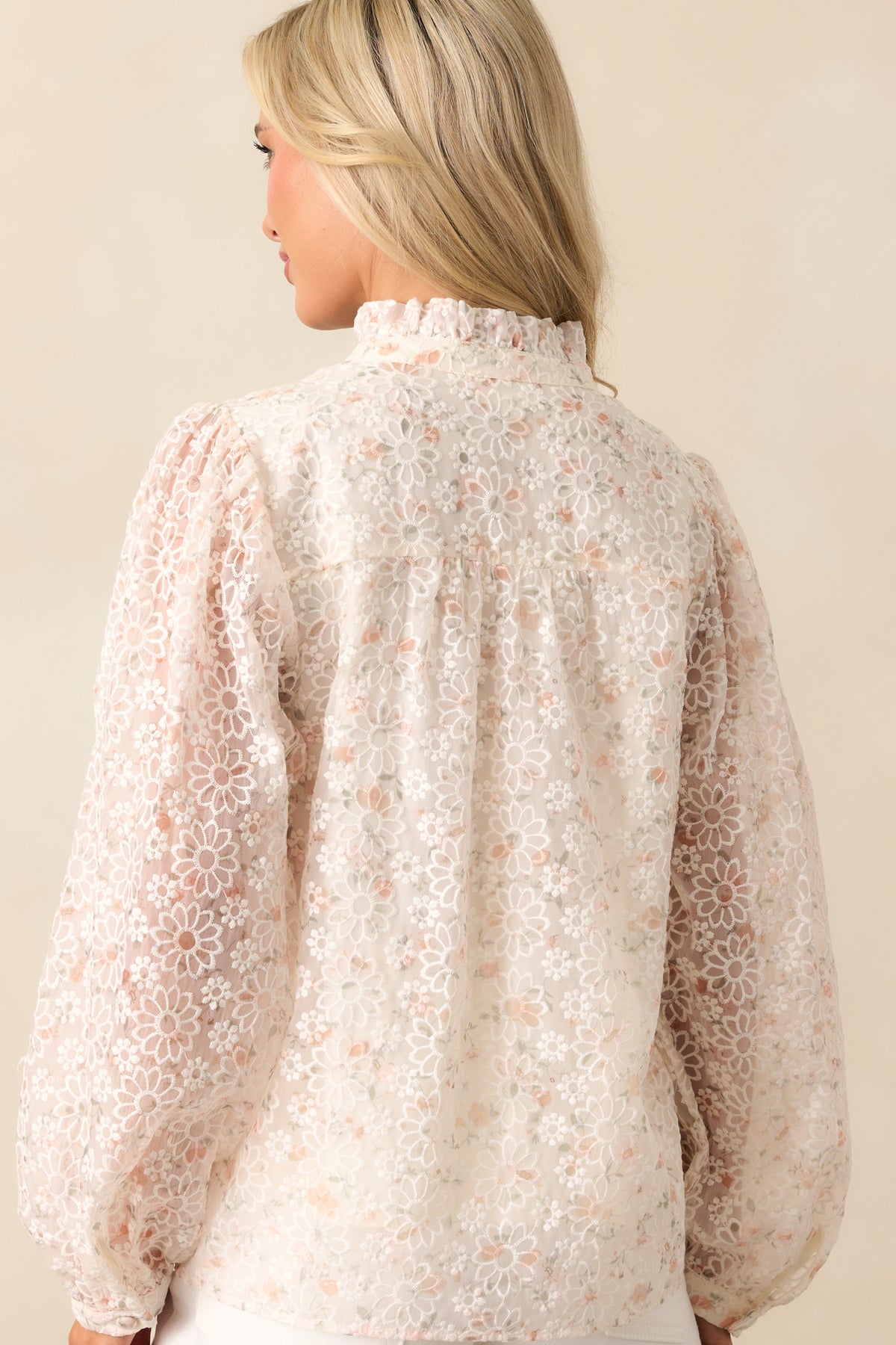 Floral Embroidered Button Down Stripe Top