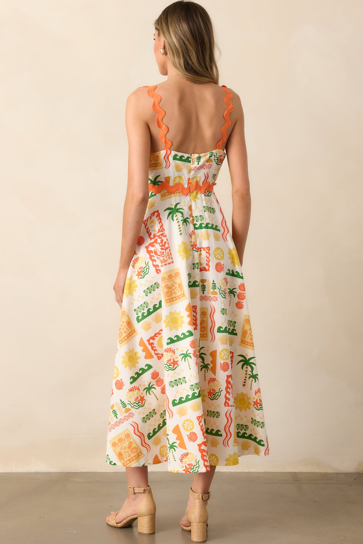 Lucia Orange Tropical Maxi Dress