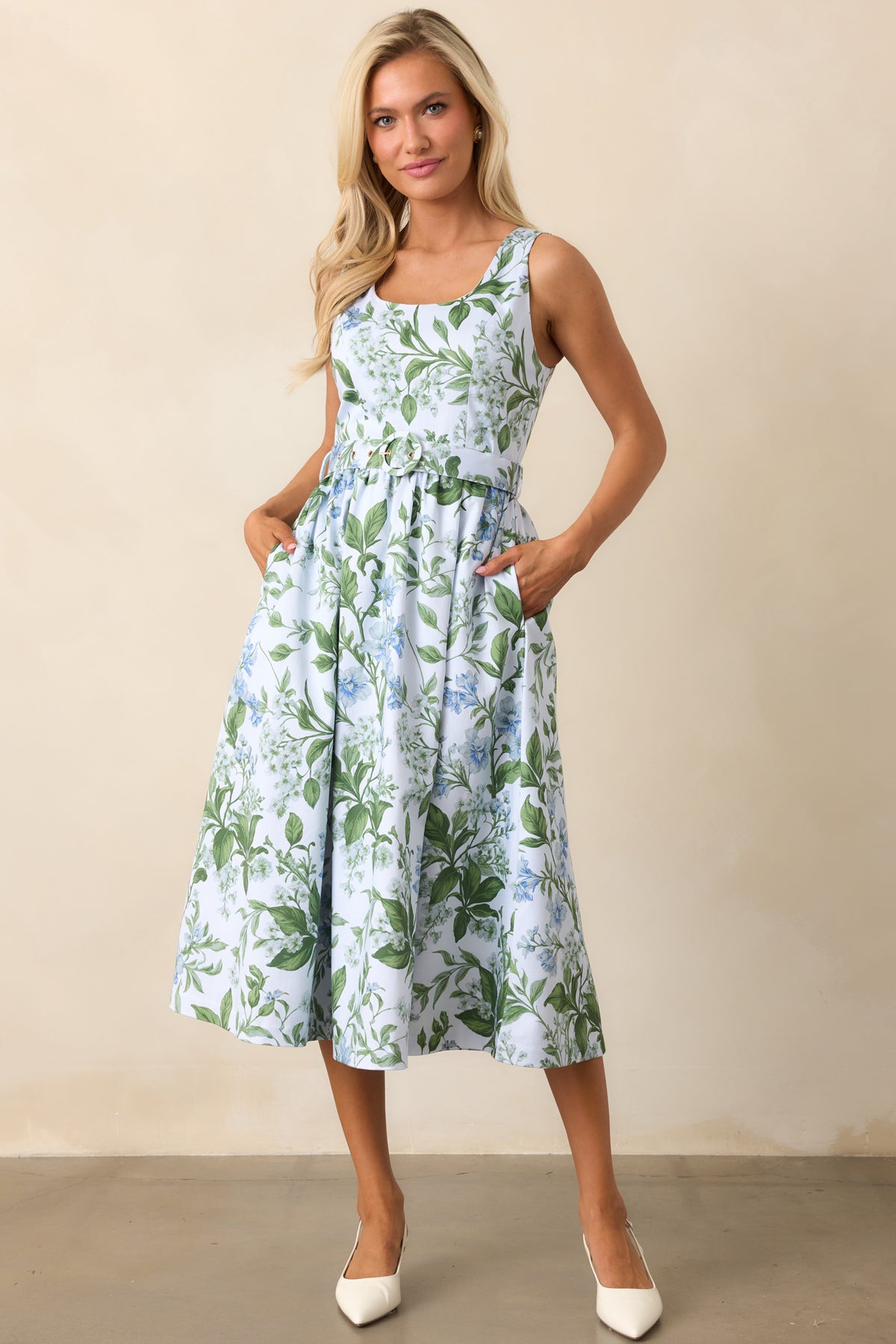 Women's Asymmetrical Maxi Linen Dress in Blue Aura by Pistache Apparel