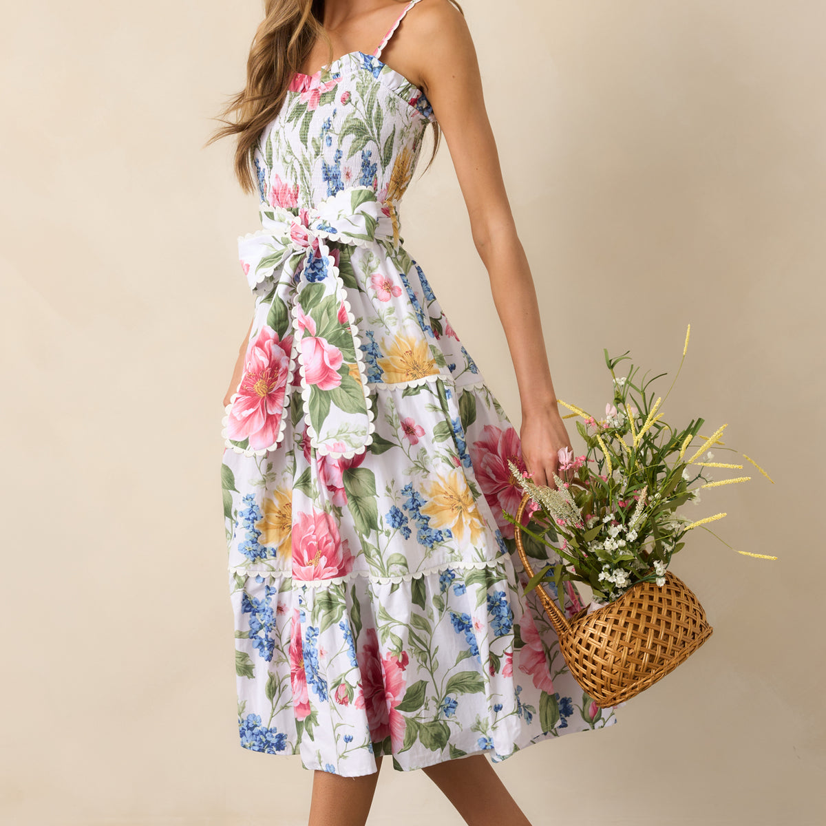 Prosperina Darcy Cotton Maxi Dress In Dream Garden Floral | Red Dress
