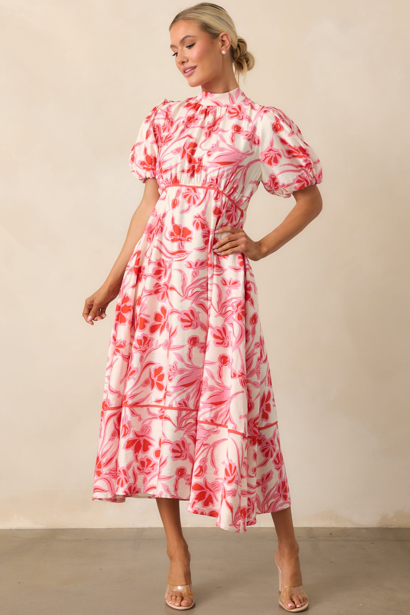 Puff Sleeve Floral Dress main image 0