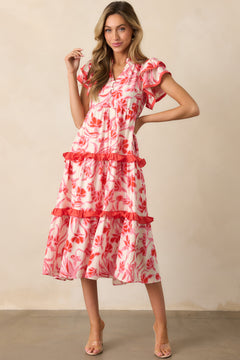Flutter Floral Midi Dress Soft Lemon main image 1