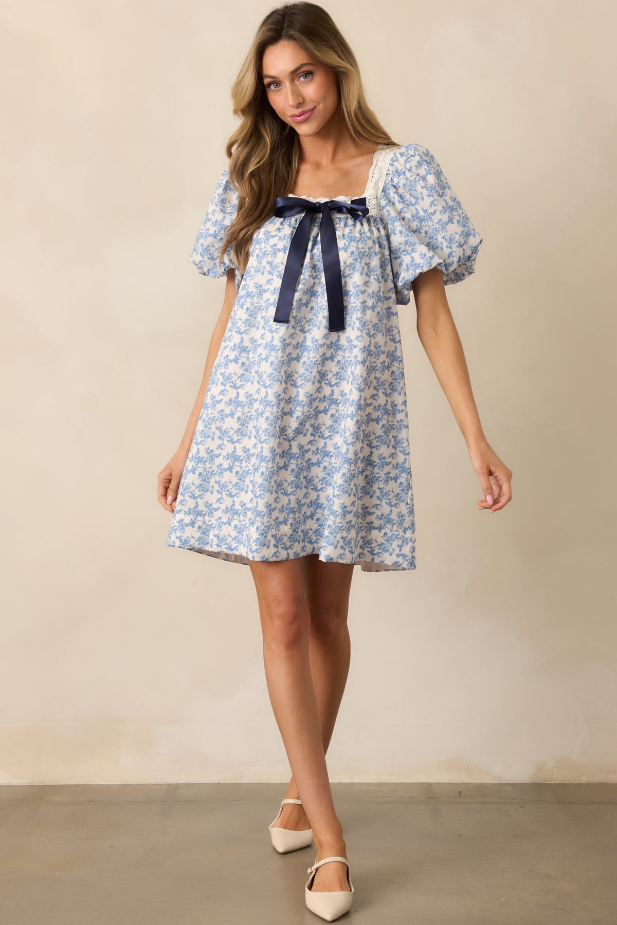 FALLING FOR IT MINI DRESS - BLUE main image 1