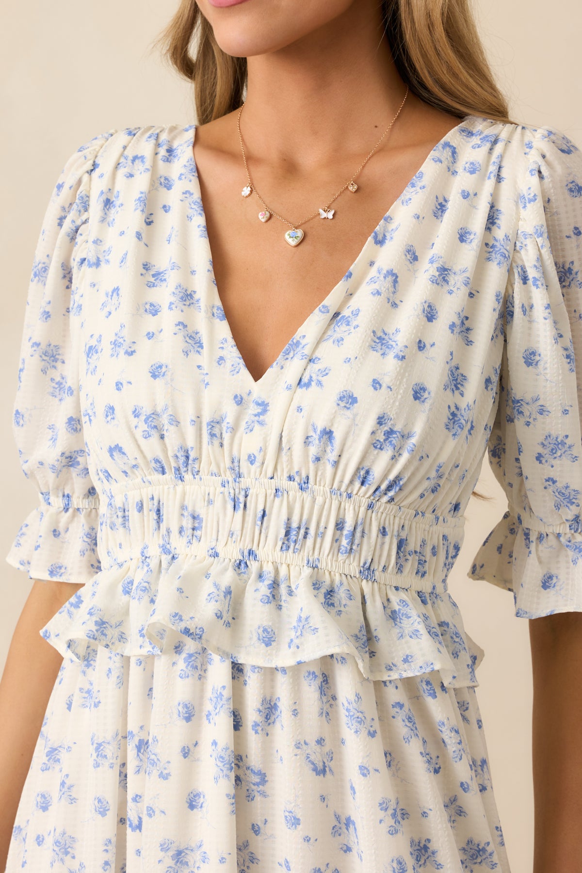 TRJ-25838 IVORY FLORAL BOLD DRESS