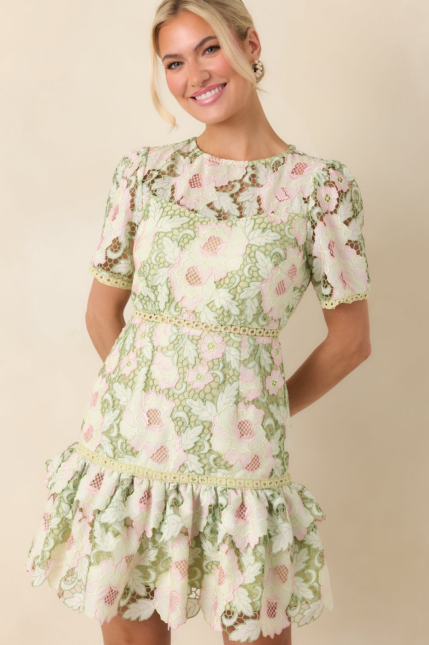 pink and mint green dress Off-Shoulder Light Green Floral Casual Summer Dress Mint Green / XSmall