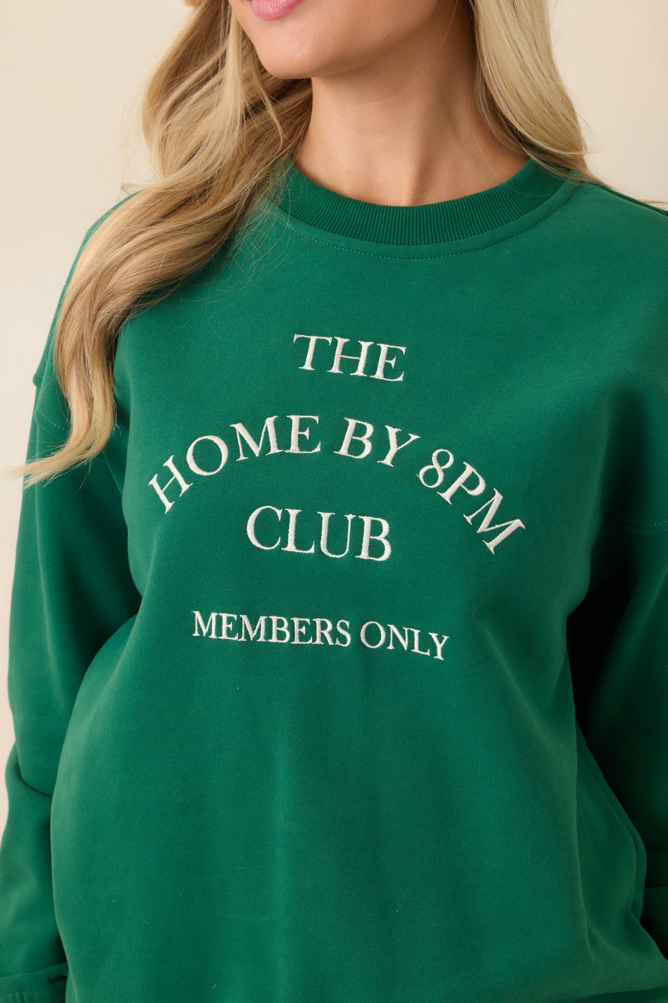 Forest Green Cotton Crewneck Sweatshirt - All Tops | Red Dress