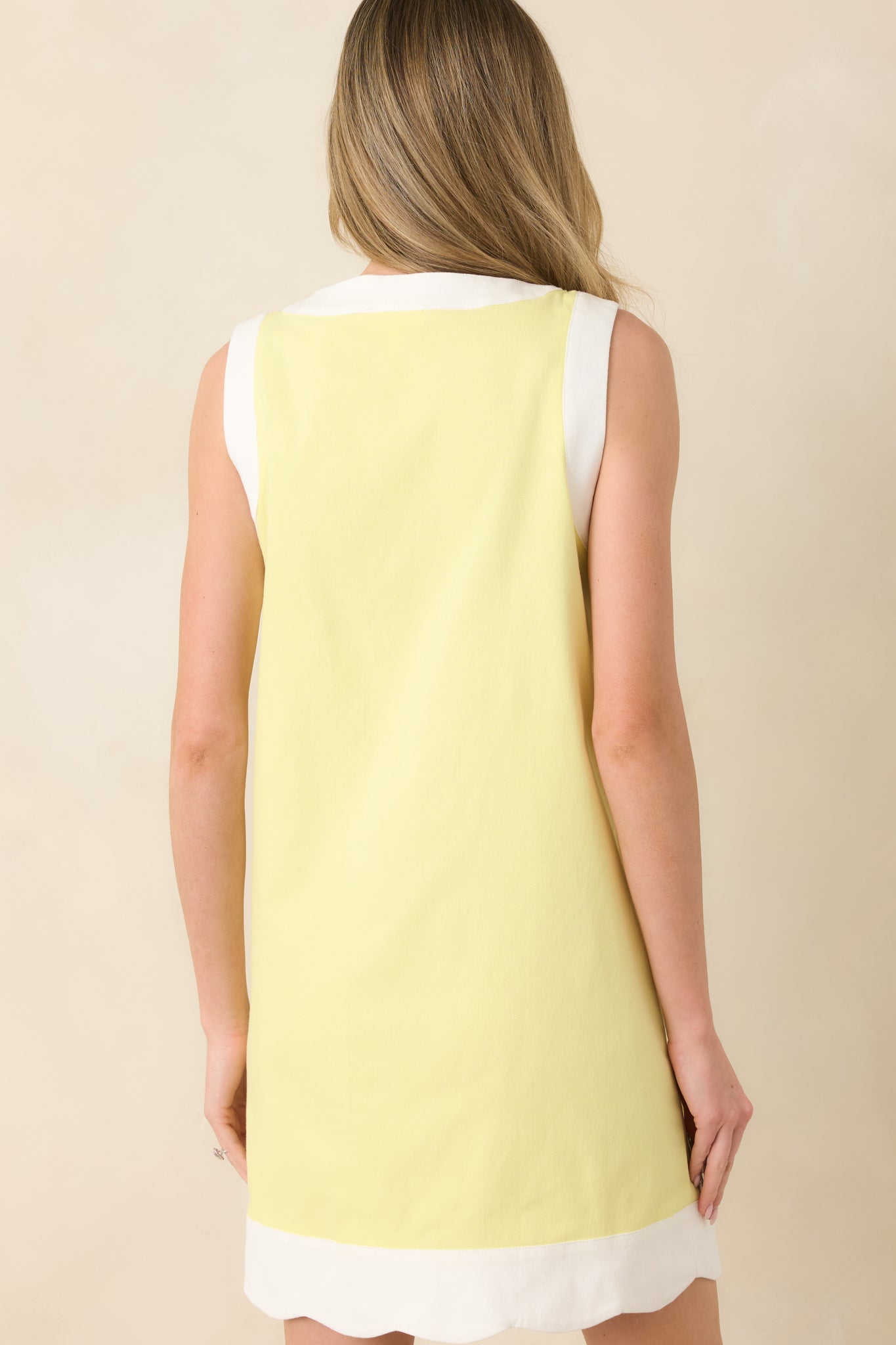 Just Had To Yellow Cotton Contrast Trim Sleeveless Mini Dress