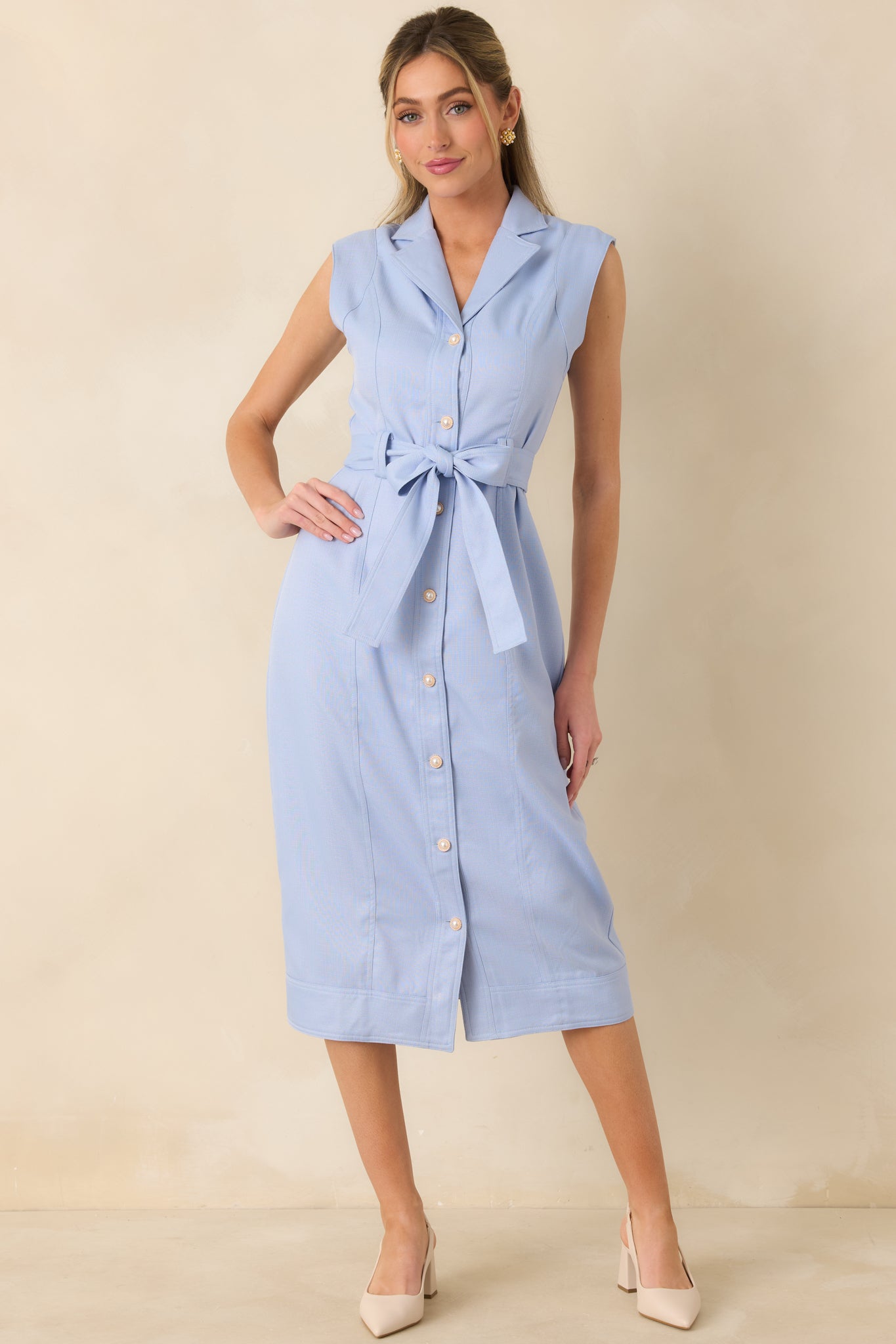 blue dress shopkin Cheyenne Scallop Denim Mini Dress - Indigo Blue