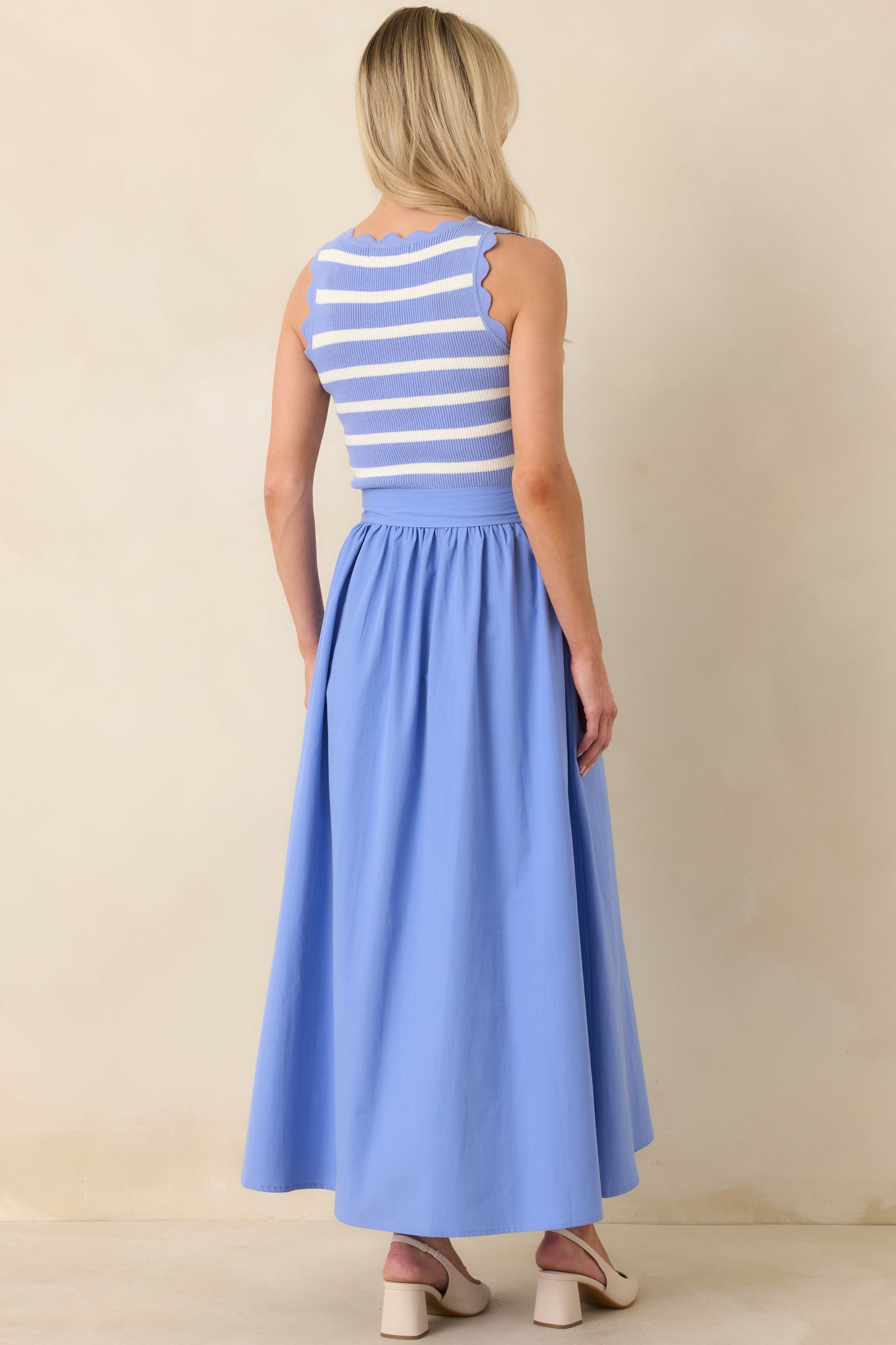 solid blue dress White Mark Women's Solid Fit and Flare Dress, Lilac, Large main image 1