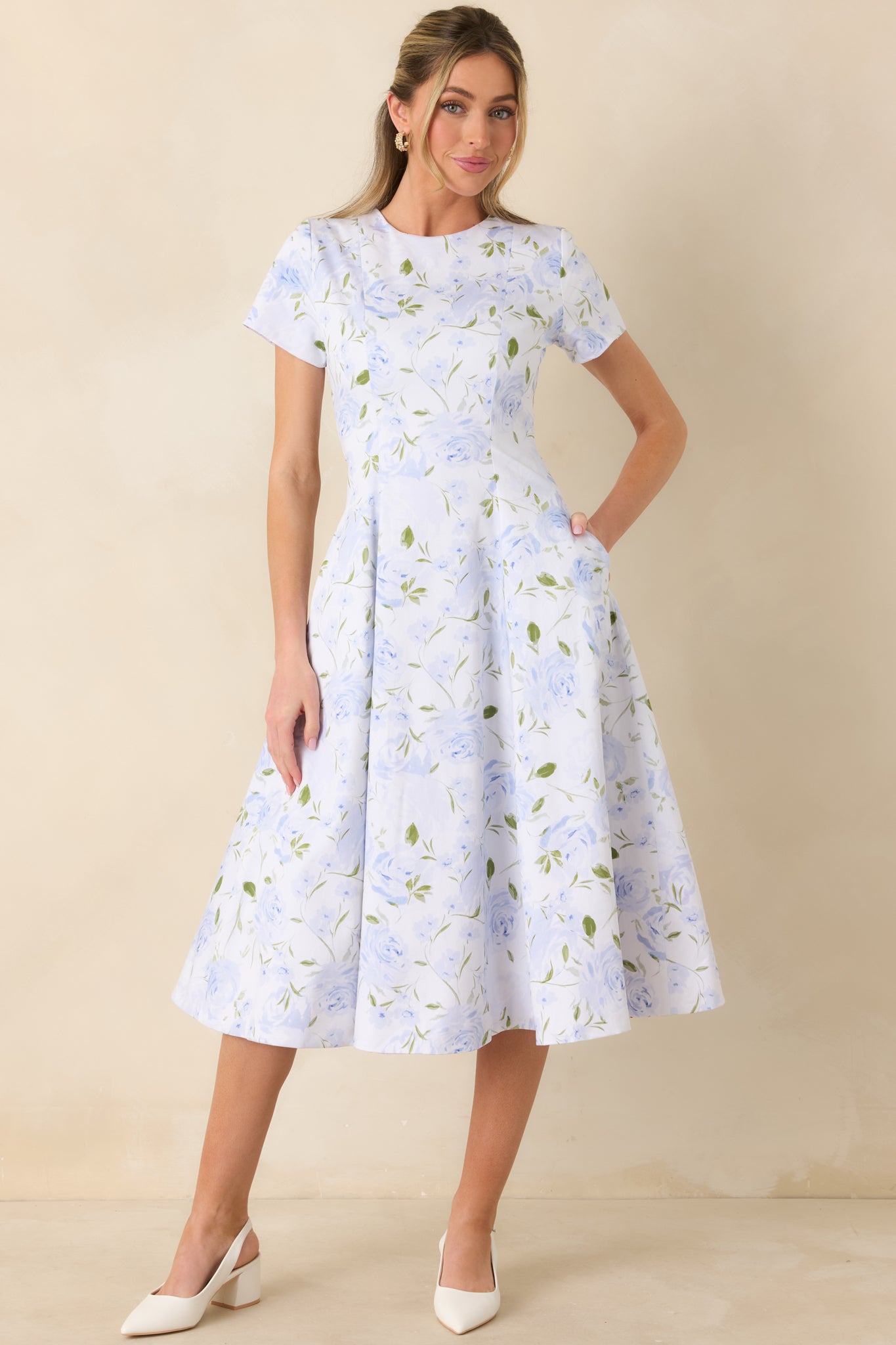 Women's Margot Blue & Pink Floral Cotton Reversible Midi Dress | Size: Xs