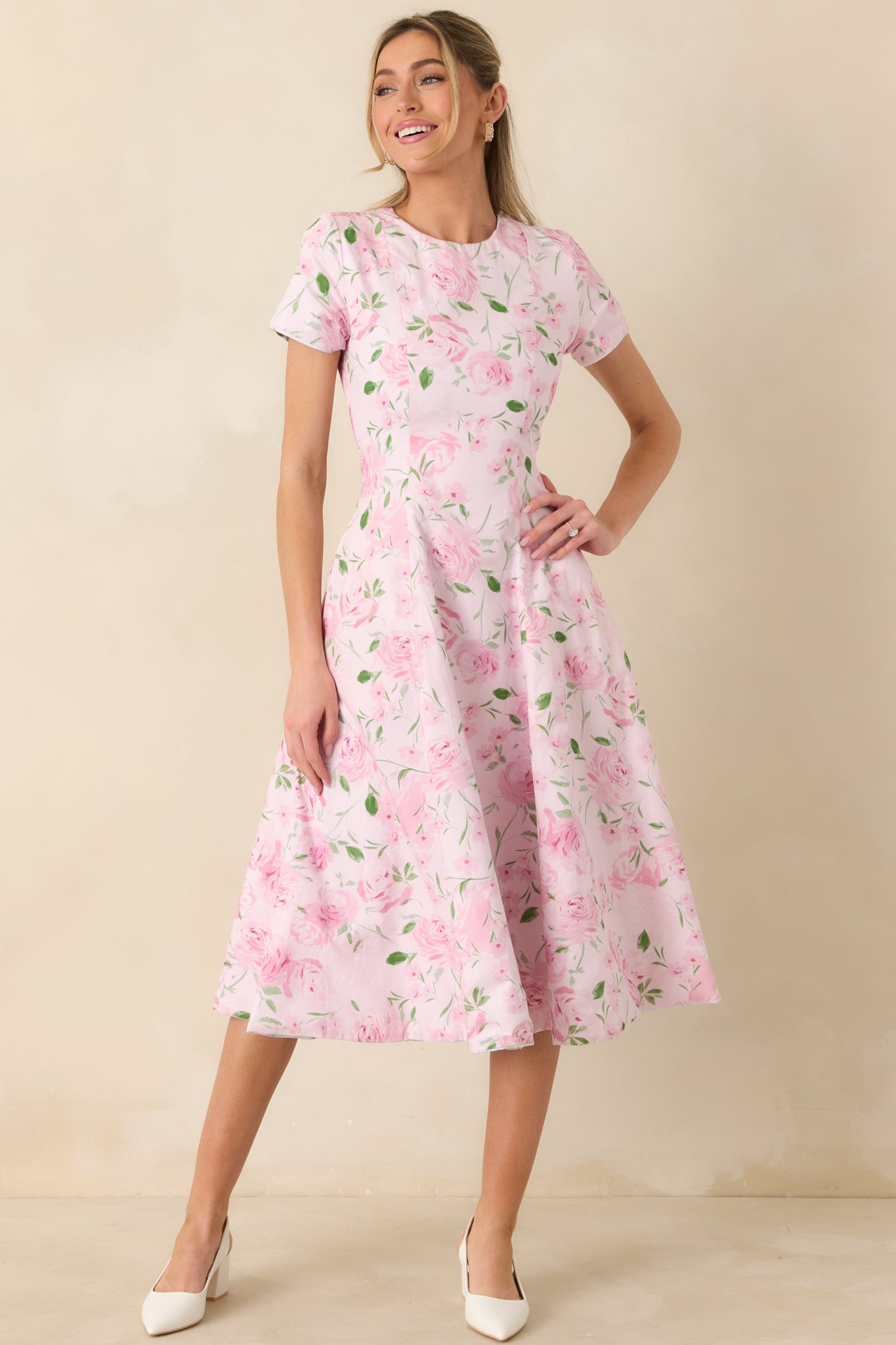 reversible midi dress Women's Margot Blue & Pink Floral Cotton Reversible Midi Dress | Size: M