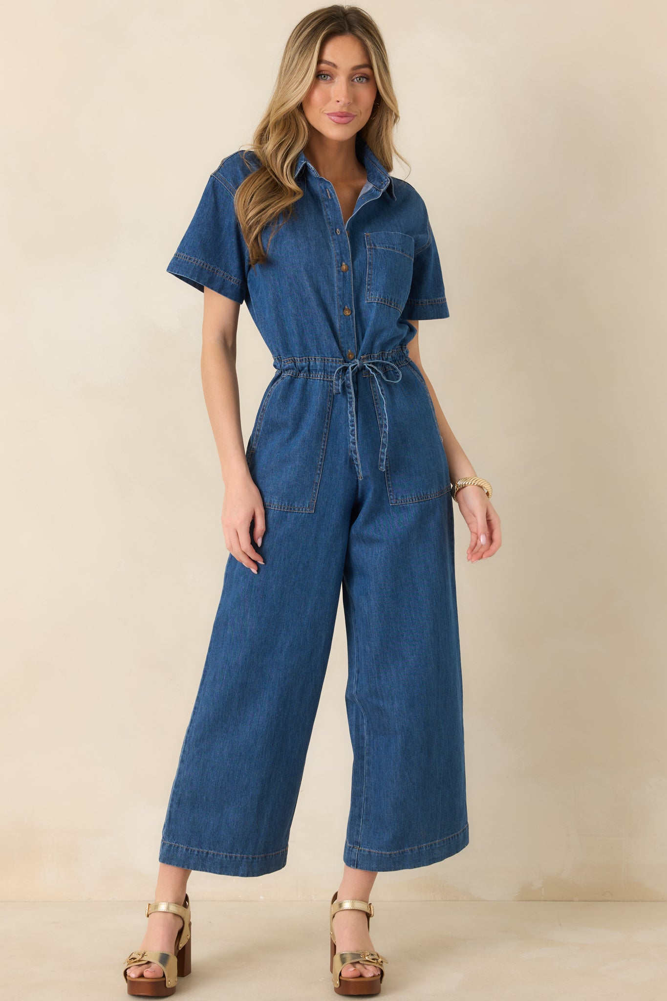 タグ付き未使用 HOSU （ホス） Denim Jumpsuit デニム つなぎ Z Supply Dark Wash Elsie Cotton Denim Jumpsuit | Red Dress