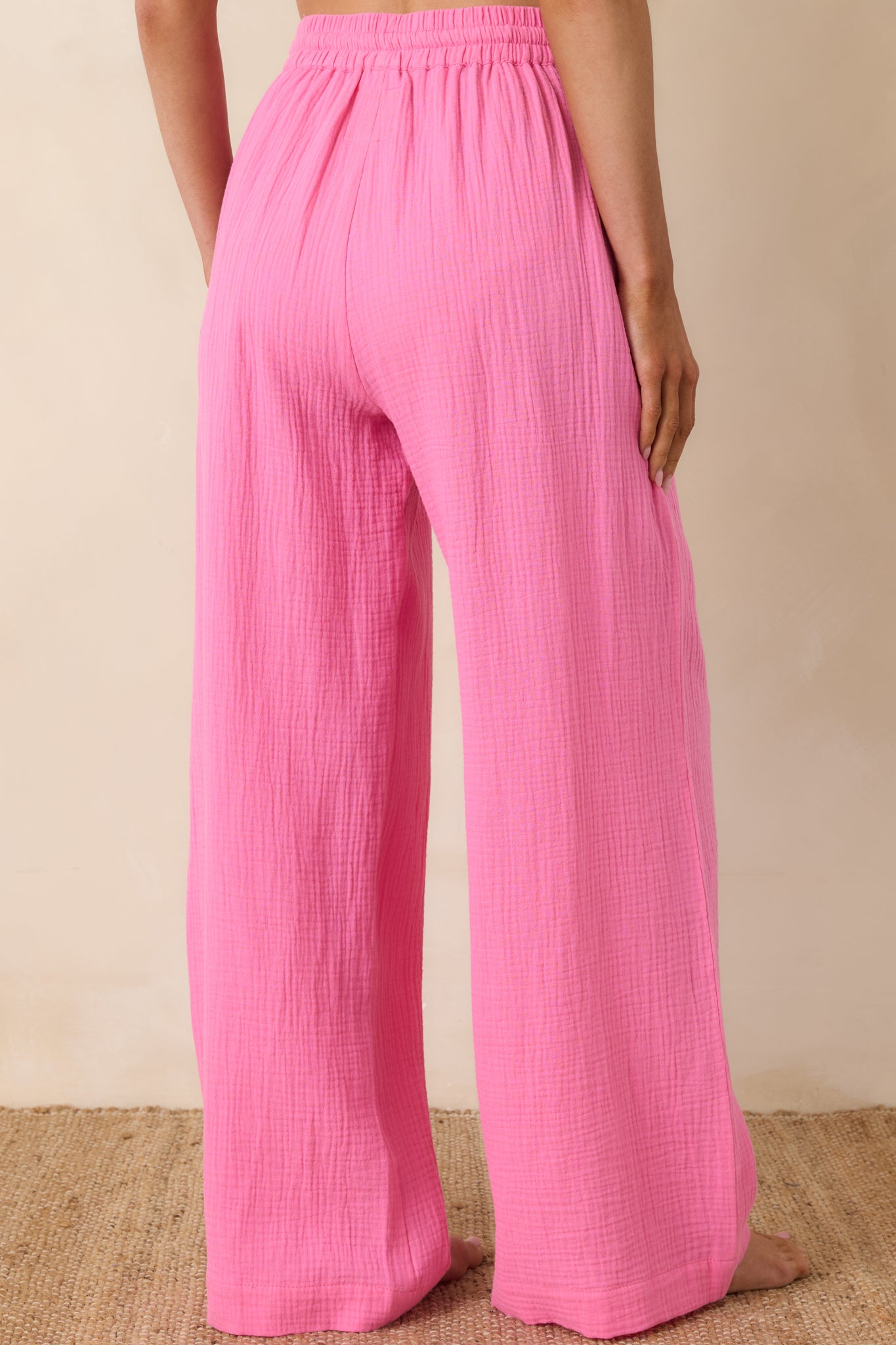 Paradisa Dunedin Pink Cotton Wide Leg Drawstring Pants | Red Dress