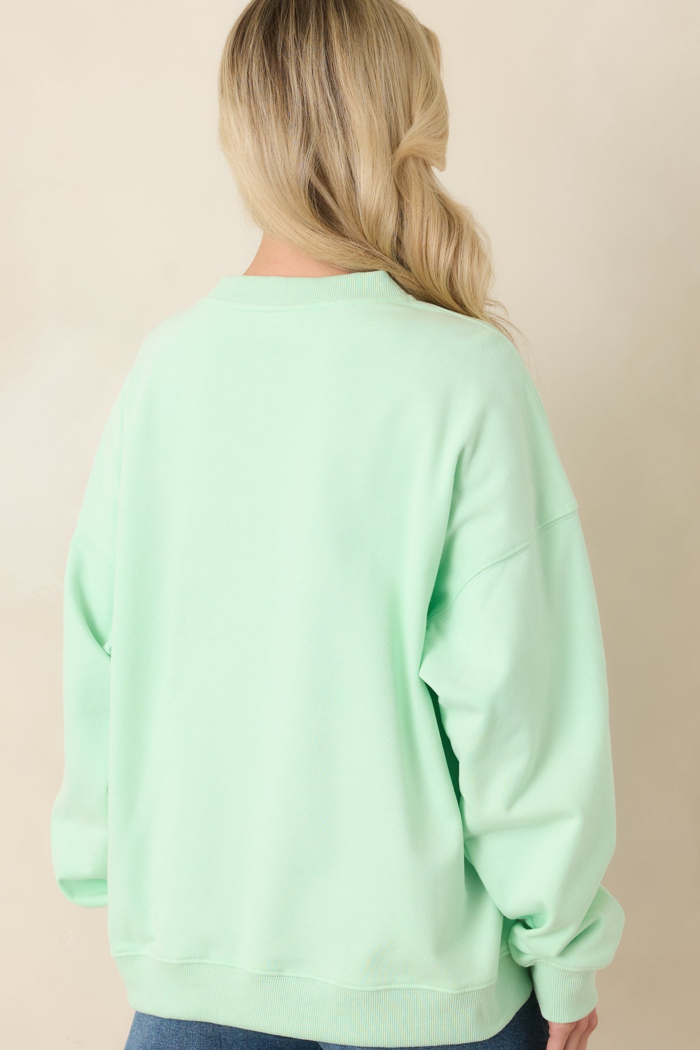Mint Green Crewneck Sweatshirt - All Tops | Red Dress