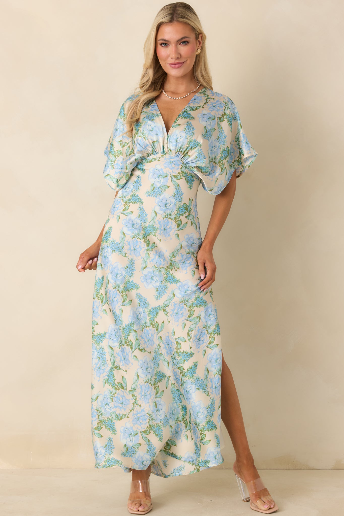The Lilian Sky Blue Floral Maxi Dress The Lilian Sky Blue Floral Maxi Dress