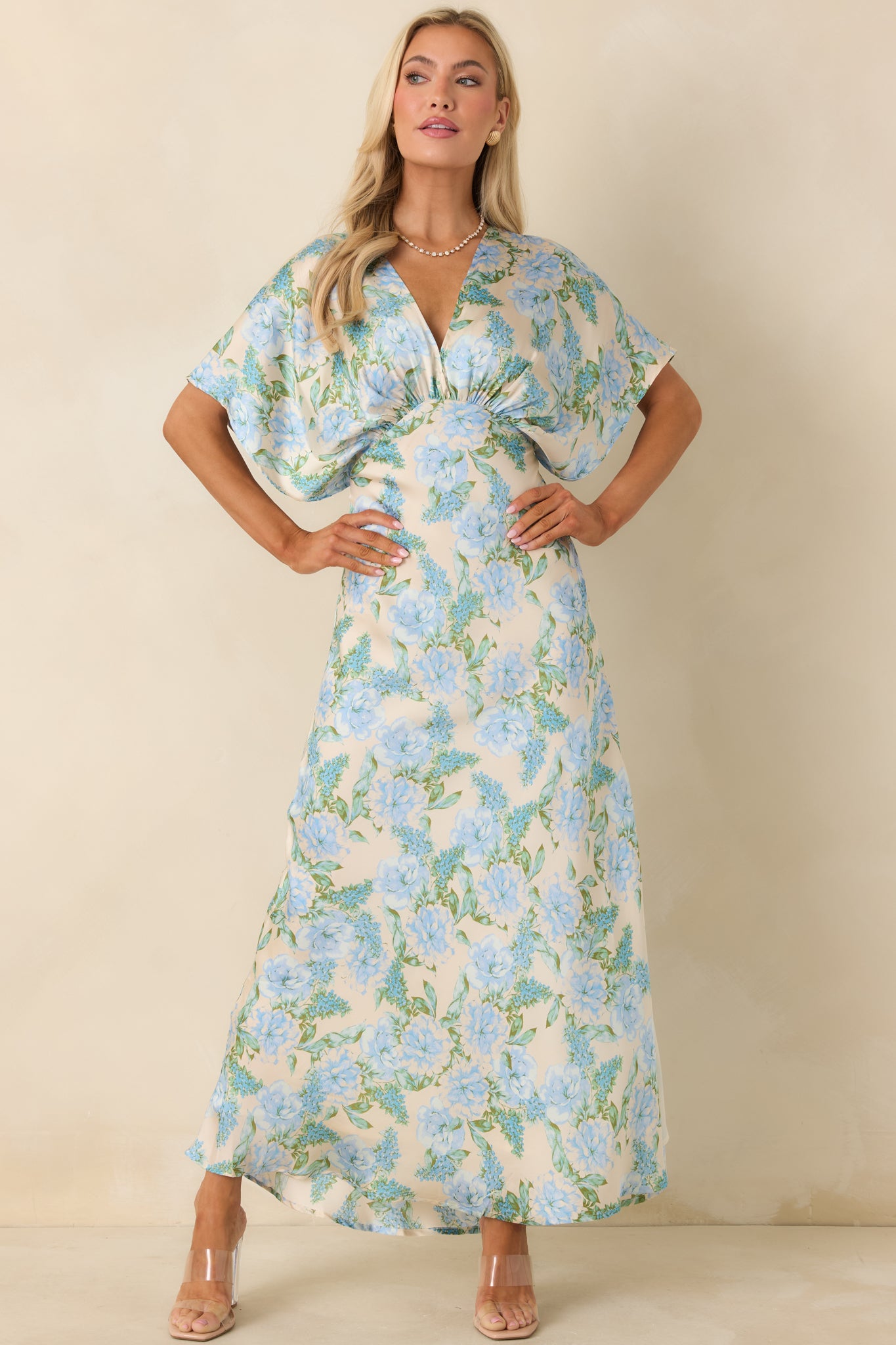 The Lilian Sky Blue Floral Maxi Dress The Lilian Sky Blue Floral Maxi Dress