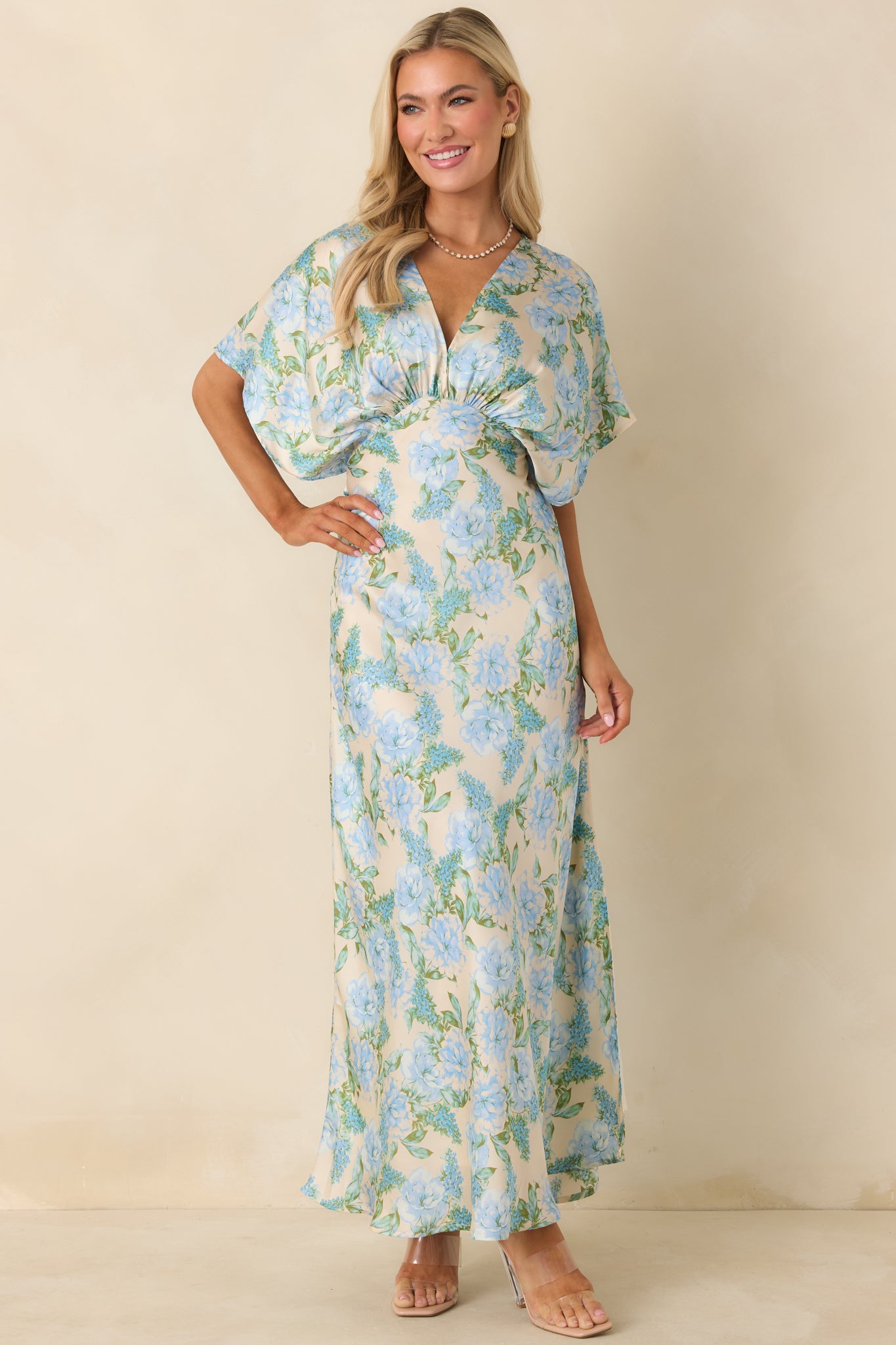 The Lilian Sky Blue Floral Maxi Dress The Lilian Sky Blue Floral Maxi Dress