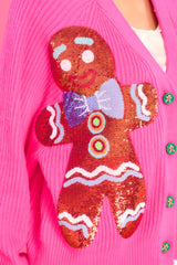 Hot Pink Gingerbread Cardigan