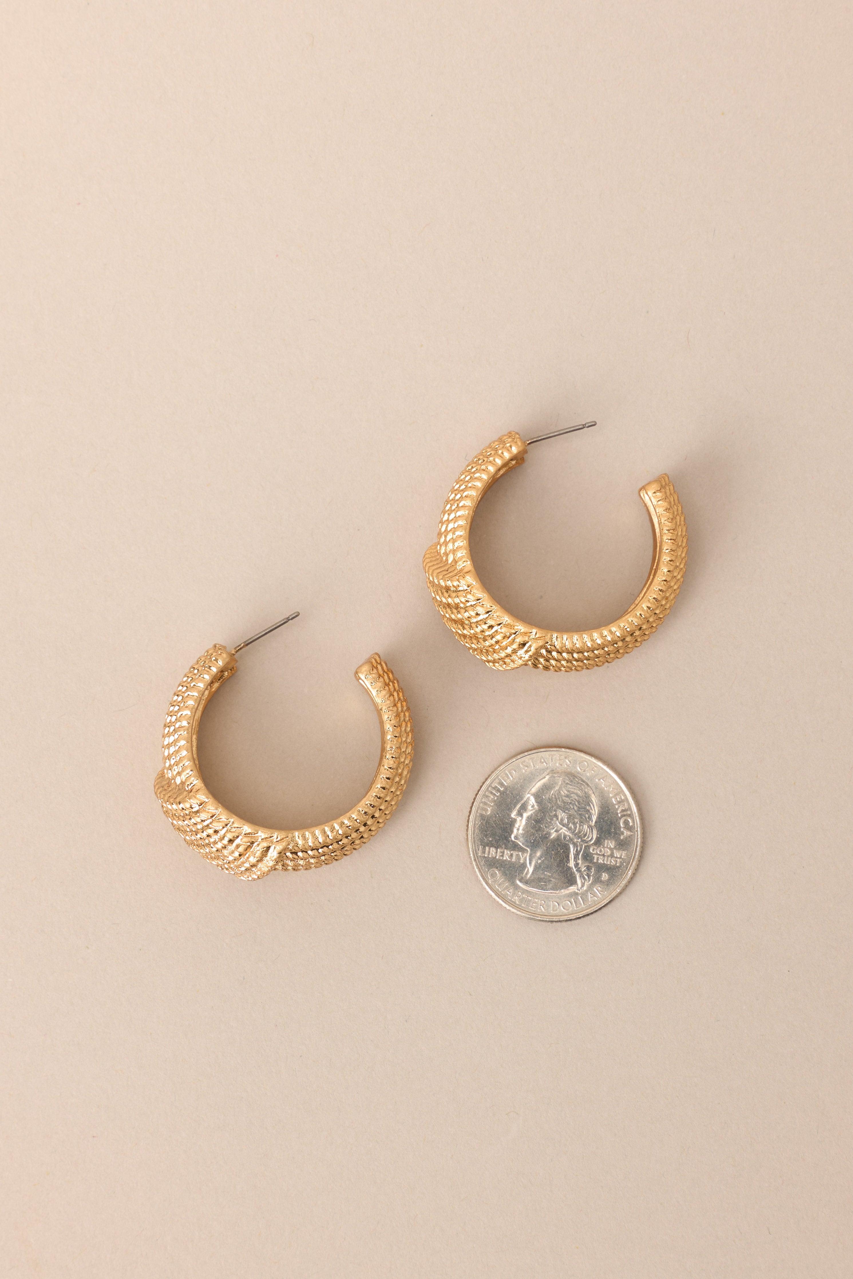 This Life Textured Vintage Gold Hoop Earrings