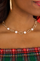 1 Feeling Divine Gold Pearl Necklace at reddress.com
