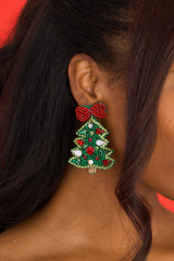 1 December Nights Green Beaded Earrings at reddress.com