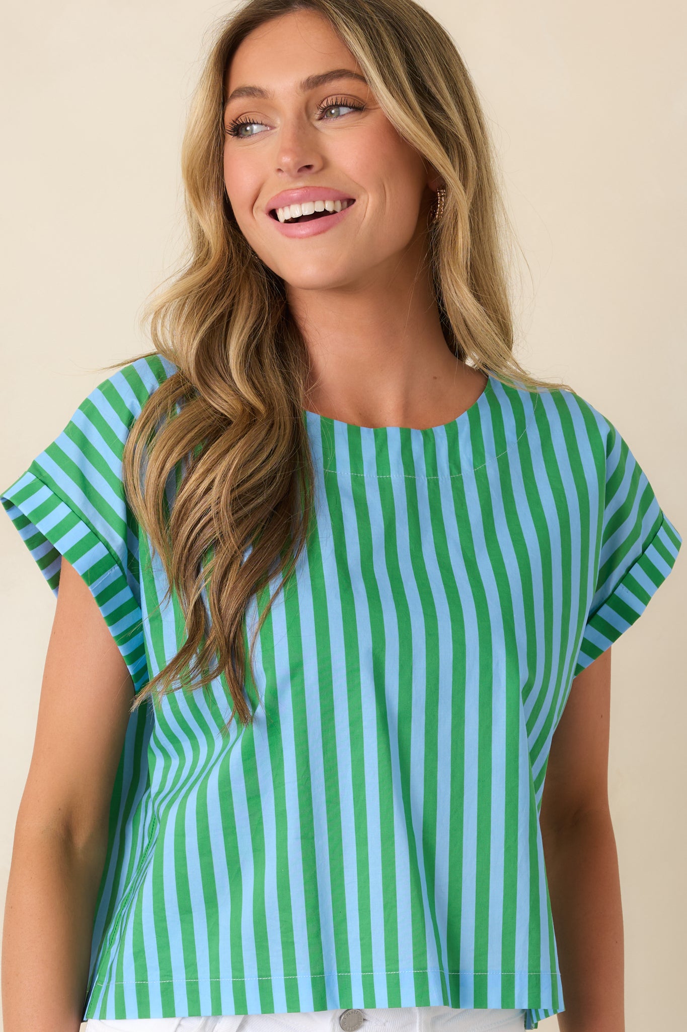 Focused view of vertical stripe pattern with lightweight cotton texture.