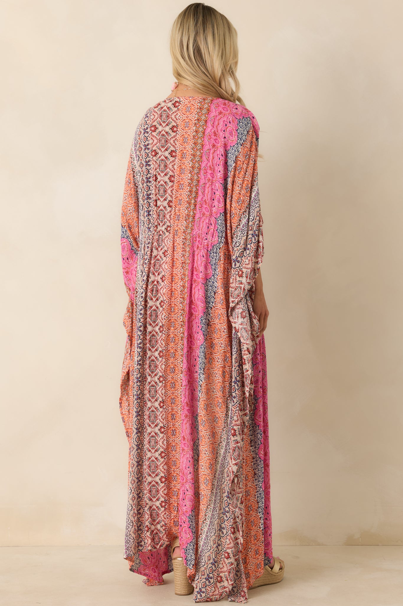 chinese dress ladies Women's in The Salty Air Pink Coral Multi Print Cover Up Maxi Dress | Size: Os