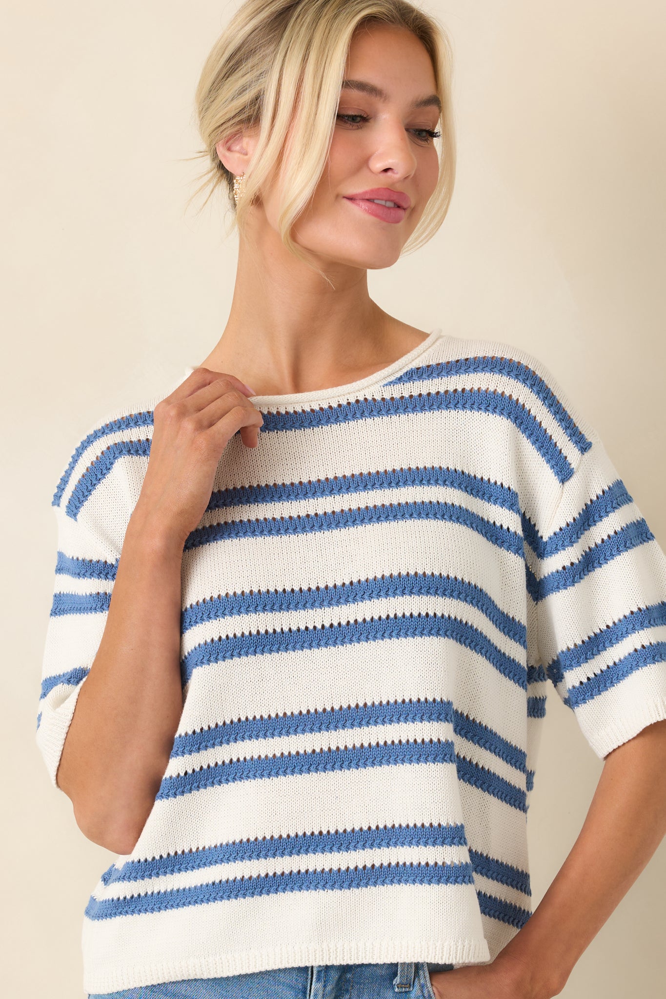 Z Supply Prado Lake Blue Stripe Sweater Top | Red Dress