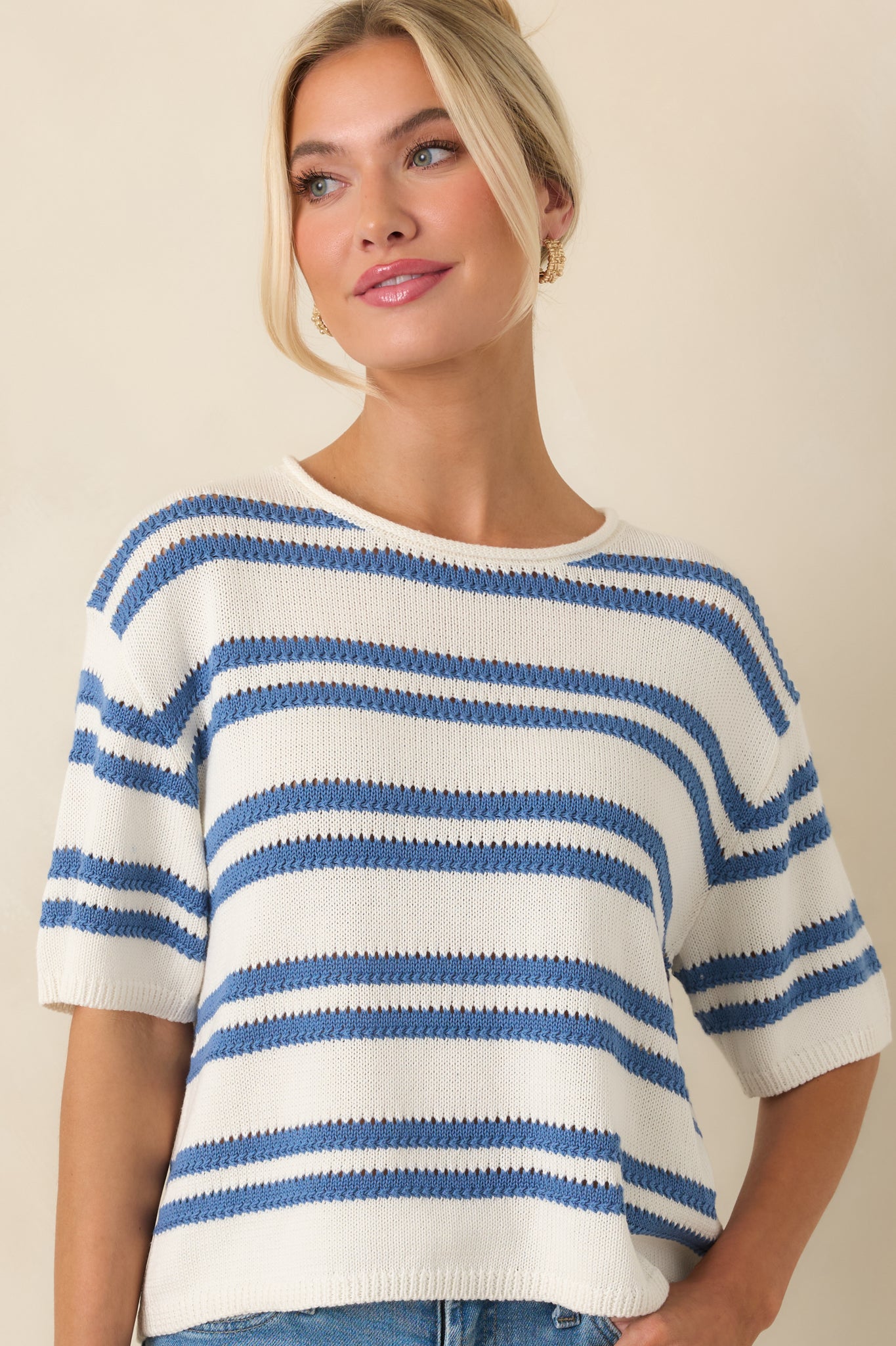 Z Supply Prado Lake Blue Stripe Sweater Top | Red Dress