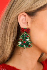 2 December Nights Green Beaded Earrings at reddress.com