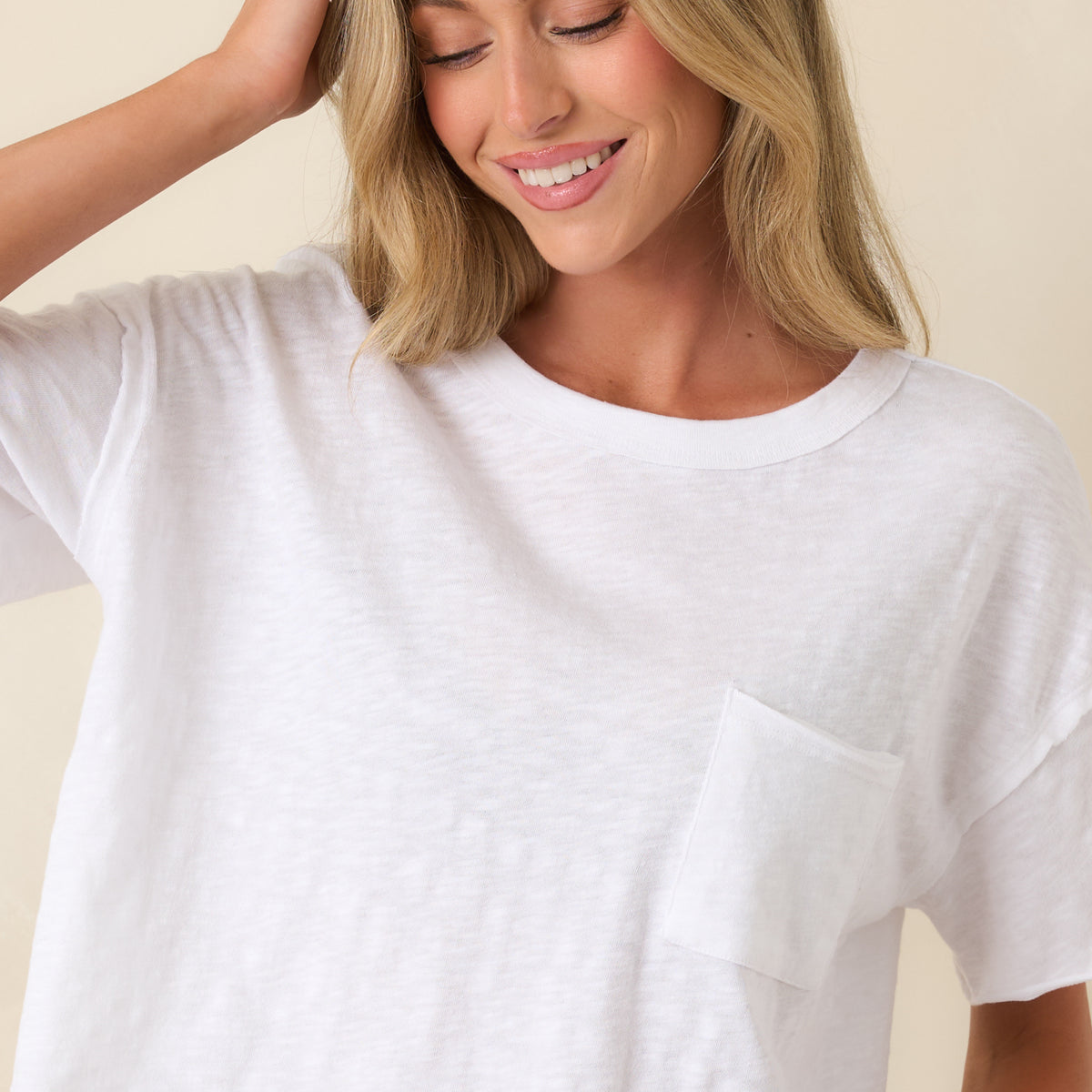 Z Supply White Cotton Everyday Pocket Tee | Red Dress