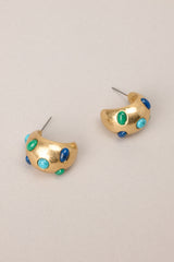 Sunshine Splash Turquoise Embedded Gold Hoop Earrings