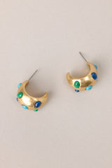 Sunshine Splash Turquoise Embedded Gold Hoop Earrings