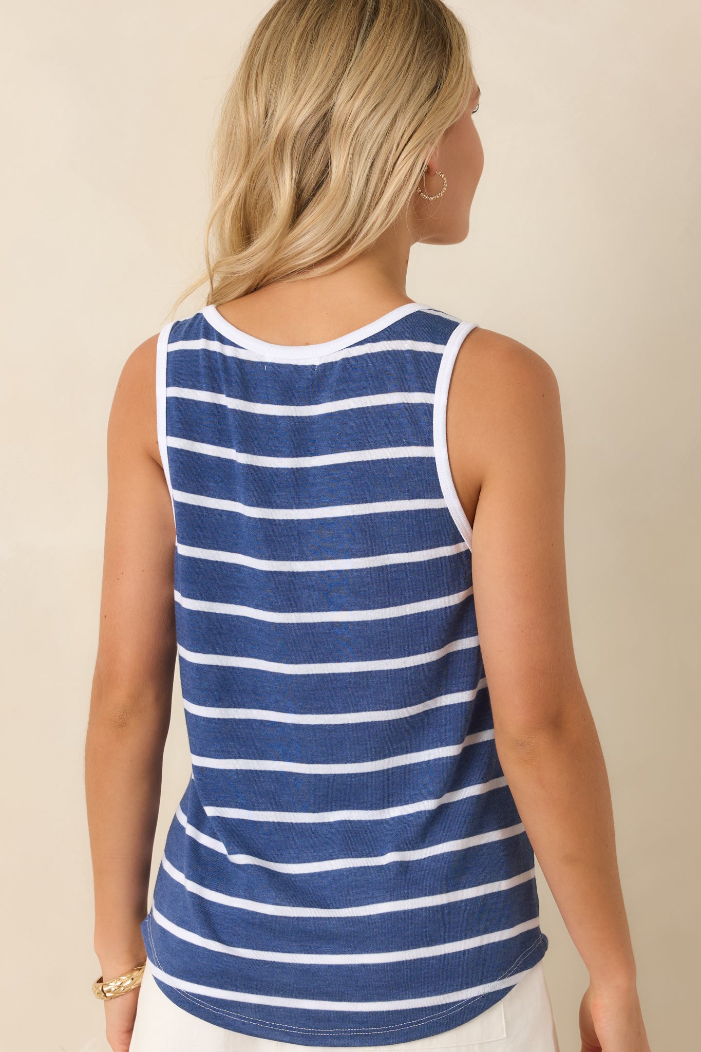 Z Supply Ferry Deep Blue Stripe Tank | Red Dress