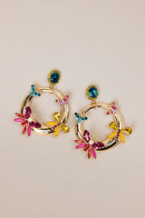 So Radiant Gold & Multicolor Rhinestone Butterfly Earrings