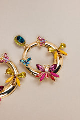 So Radiant Gold & Multicolor Rhinestone Butterfly Earrings