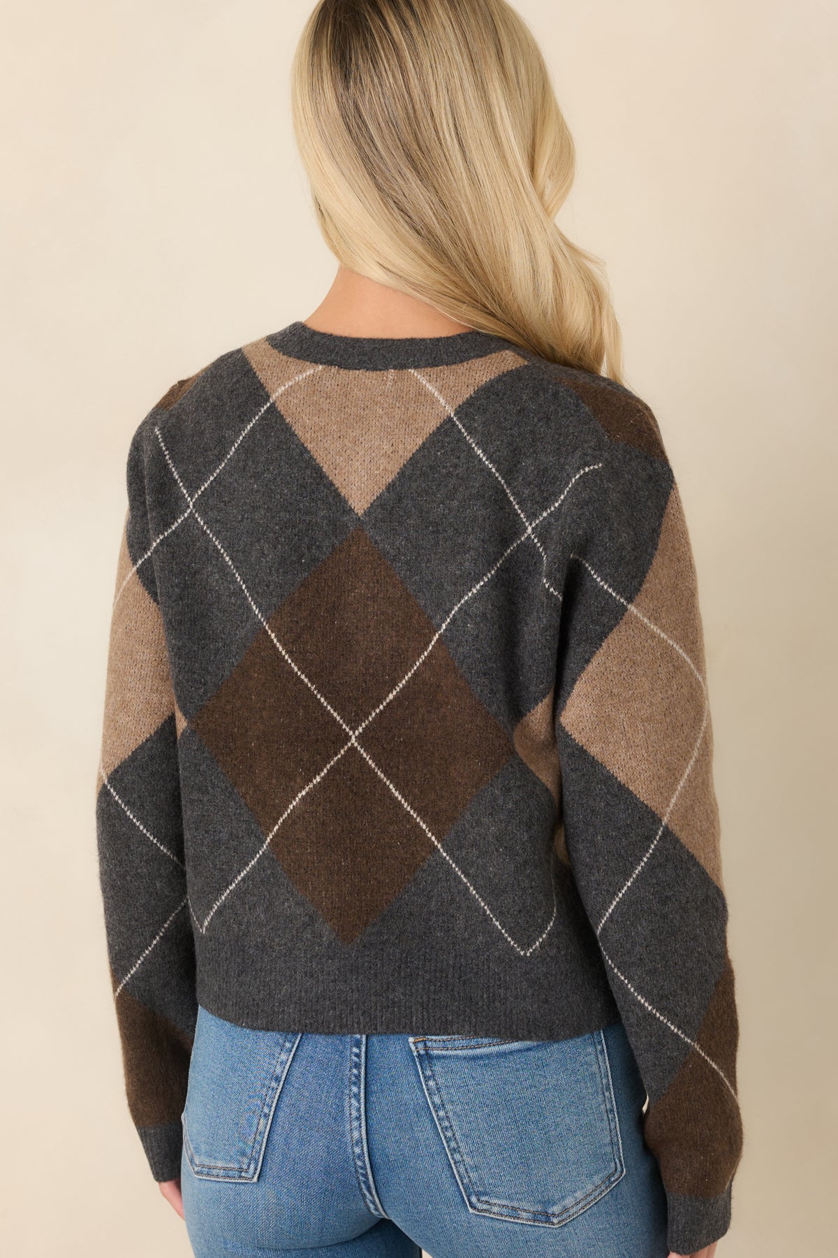 Z Supply Medina Charcoal Heather Argyle Cardigan