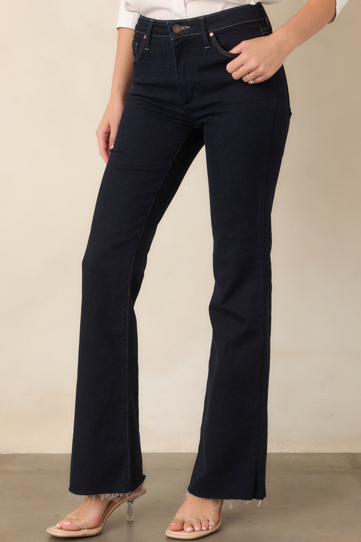 So Far, So Good Dark Indigo High-Rise Flare Jeans