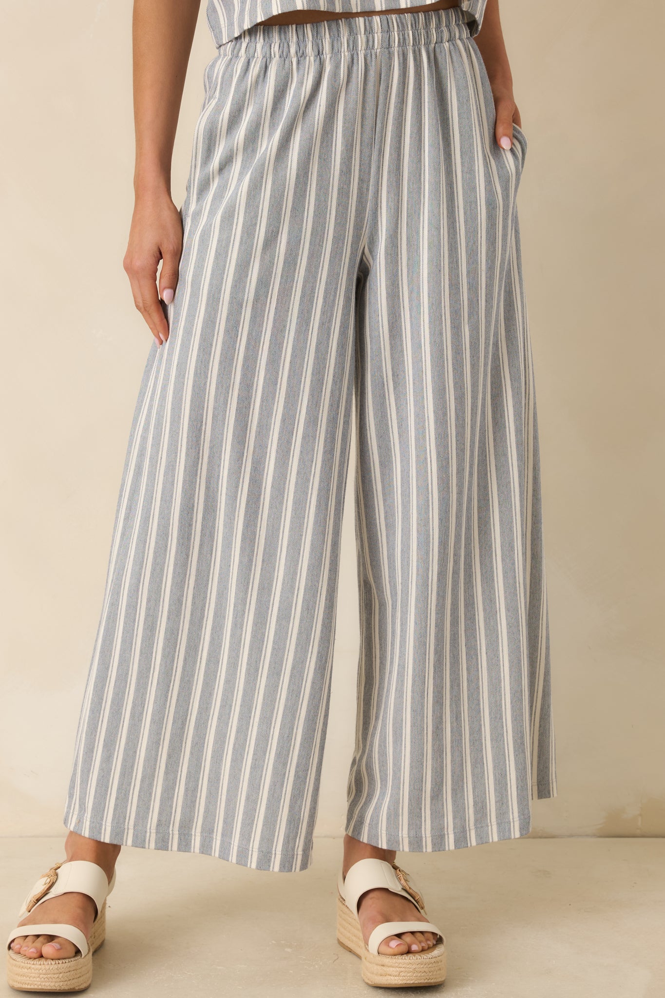 Z Supply Scout Grey & White Cotton Knit Stripe Pants | Red Dress