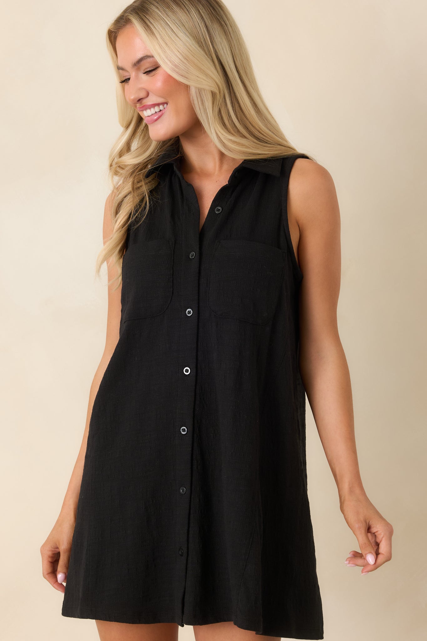 Z Supply New Light Black Textured Shirt Mini Dress | Red Dress Z Supply New Light Black Textured Shirt Mini Dress | Red Dress