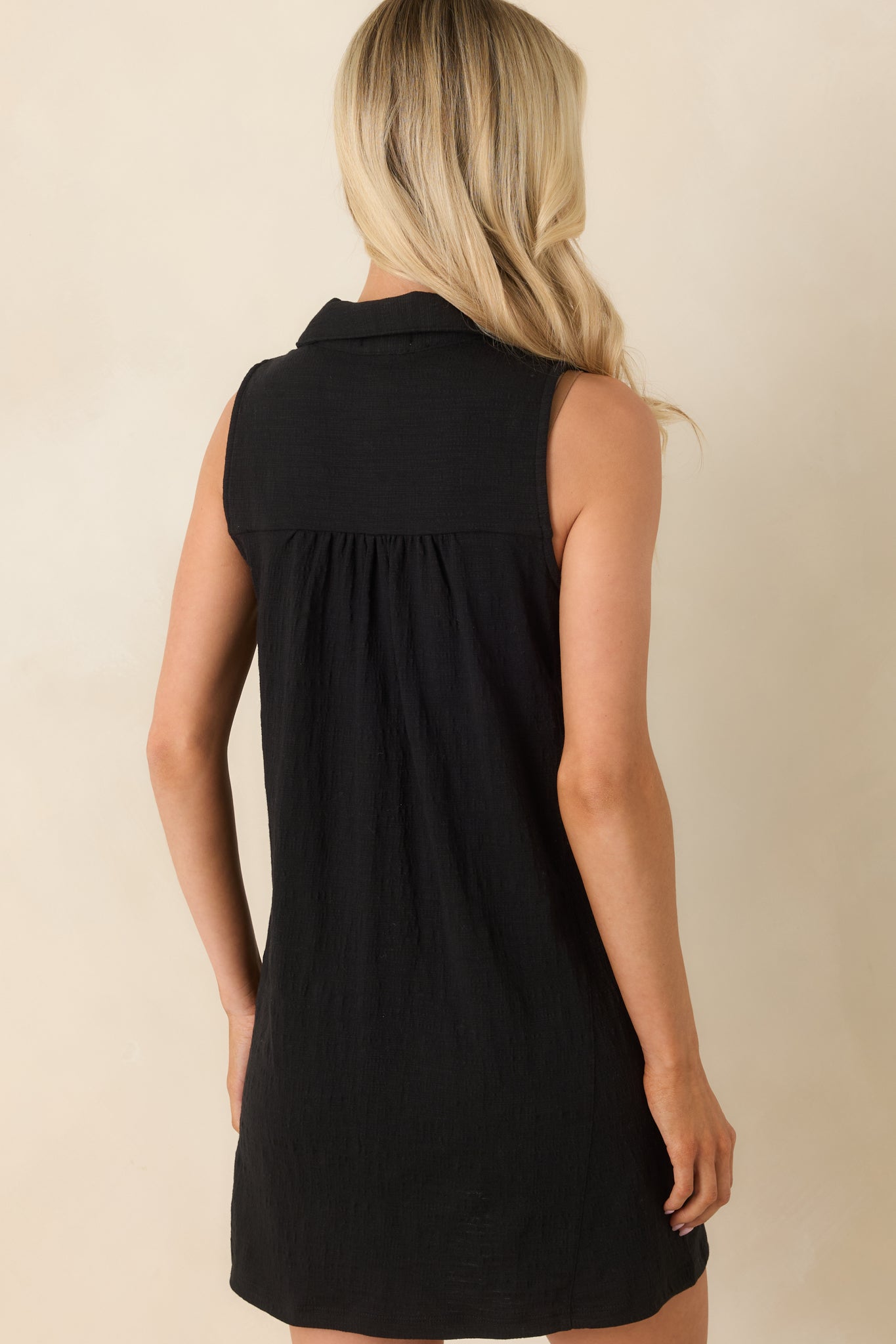 Z Supply New Light Black Textured Shirt Mini Dress | Red Dress