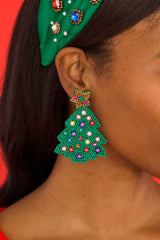 1 Santa Is Coming Green Multi Beaded Earrings at reddress.com