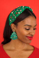 2 Santa Is Coming Green Multi Beaded Earrings at reddress.com