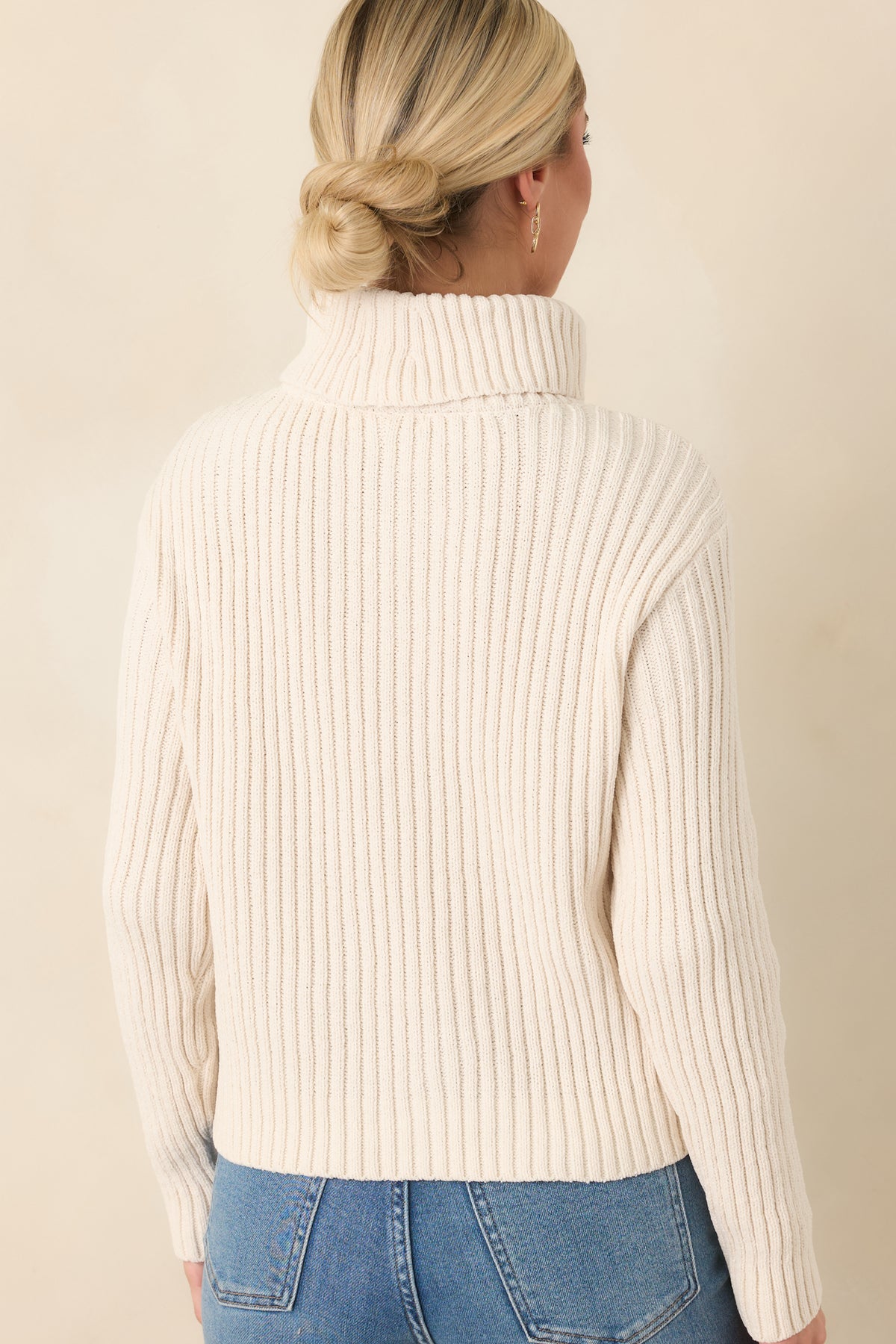 Stay Until Sunday Ivory Cable Detail Turtleneck Sweater