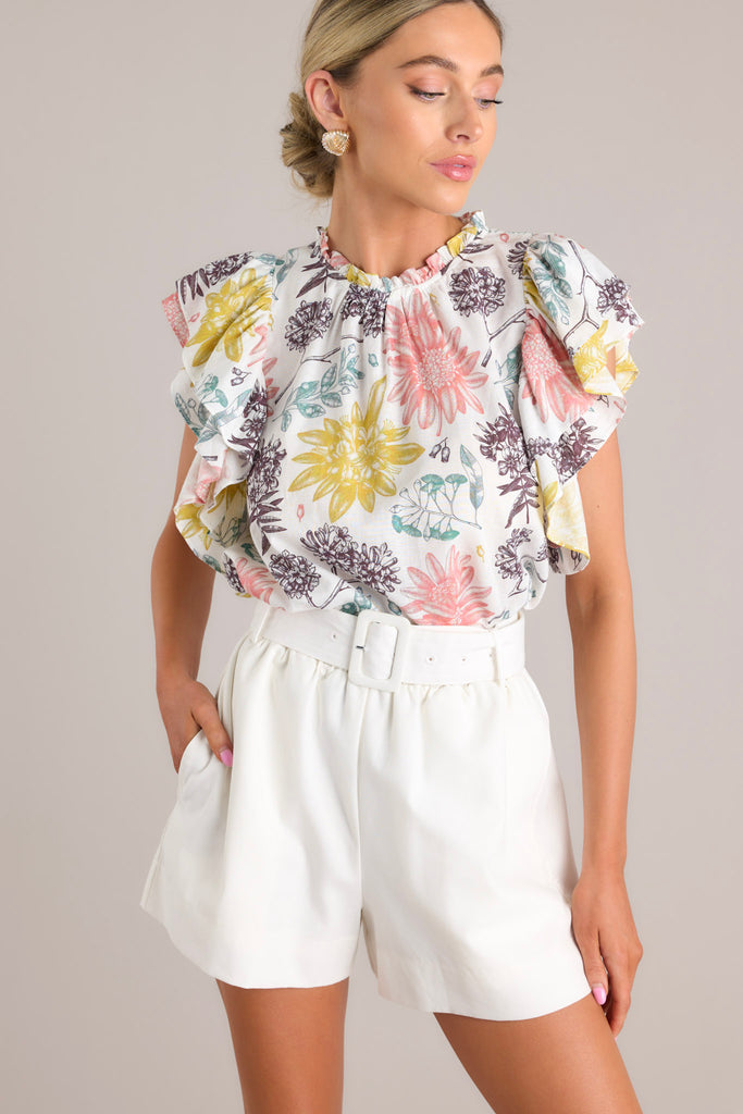 Ivory high waisted shorts main image 1