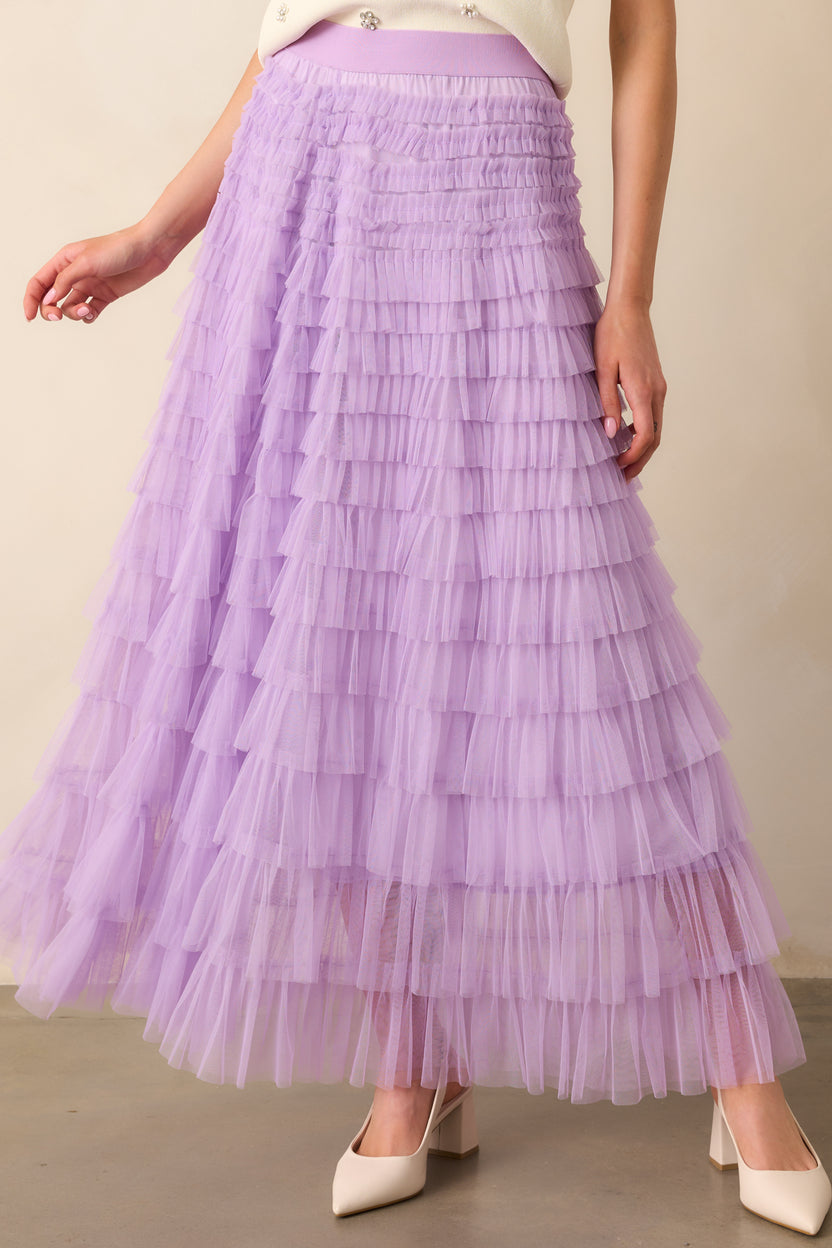 Tiered Skirt Chiffon Max Dresses with Pockets Lavender
