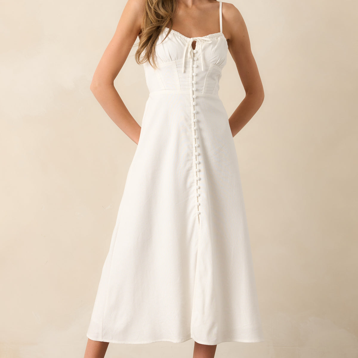 Ivory Button Front Maxi Dress - Maxi Dresses