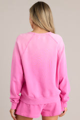 Back view of this sweatshirt that features a crew neckline, a super soft material, an ombre design, and ribbed cuffed sleeves.